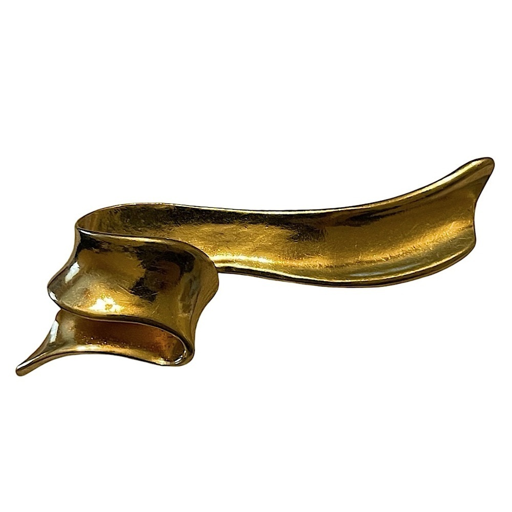Vintage Avon Goldtone Ribbon Brooch Pin 3" Long